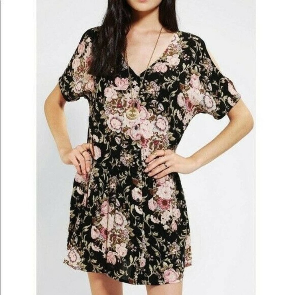 Urban Outfitters Staring At Stars Floral Gauze Cold Shoulder A-Line Dress XS